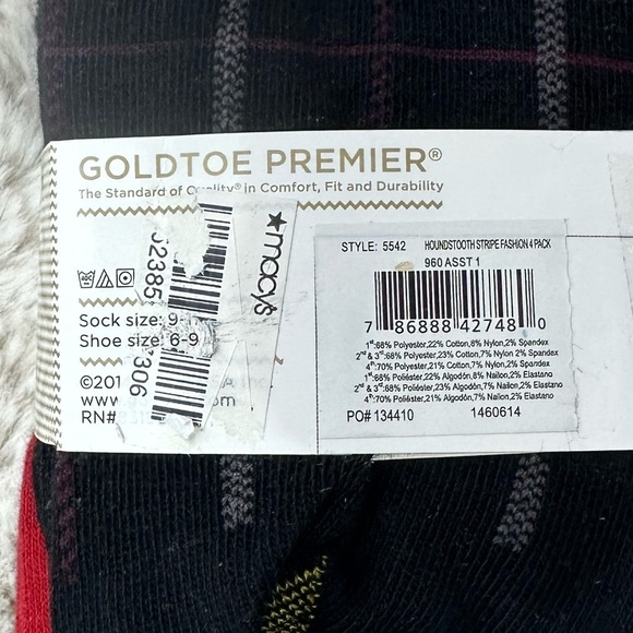 NWT - Gold Toe crew sock HOUNDSTOOTH STRIPE FASHION 4 Pair - Picture 4 of 4